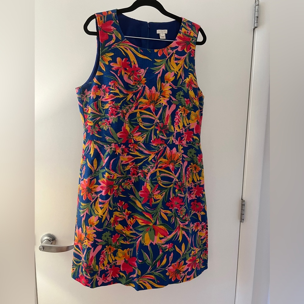 J Crew- Vibrant Tropical Flower A-line Dress